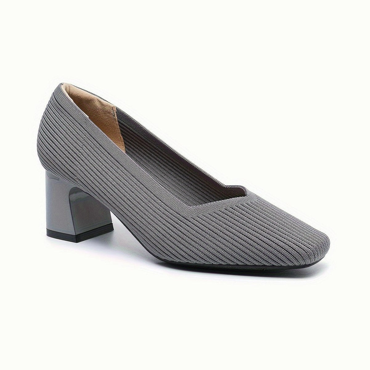 Comfortable Tan Heels for Women with Block Heel Pointed Toe Office Style