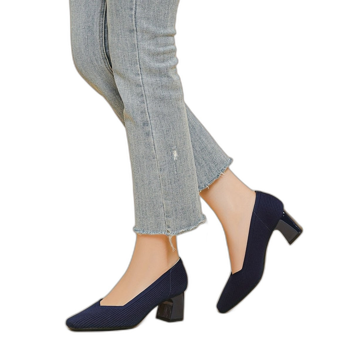 Comfortable Tan Heels for Women with Block Heel Pointed Toe Office Style