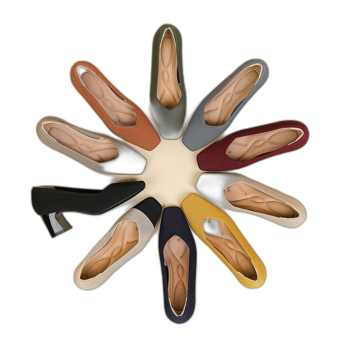 Comfortable Tan Heels for Women with Block Heel Pointed Toe Office Style