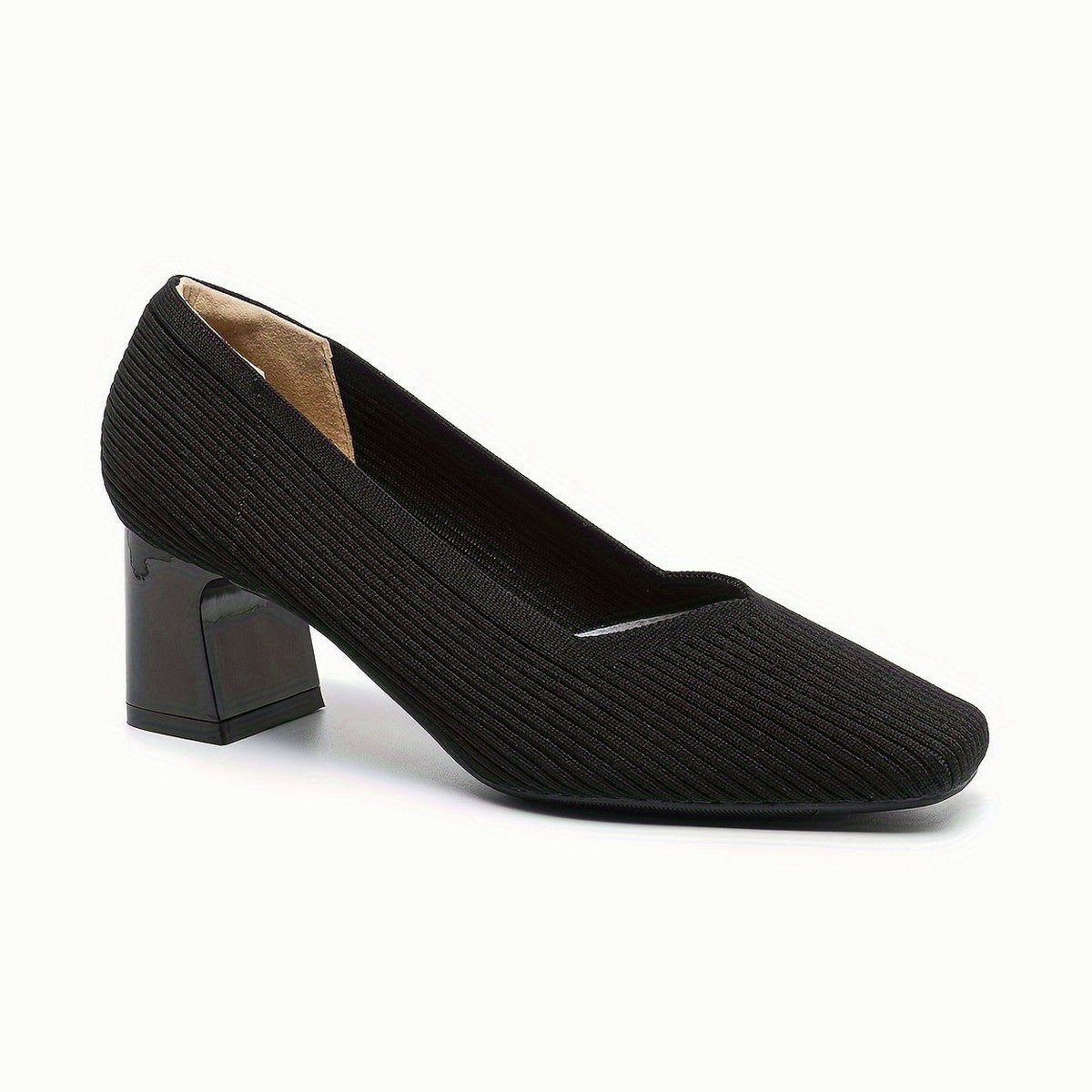 Comfortable Tan Heels for Women with Block Heel Pointed Toe Office Style