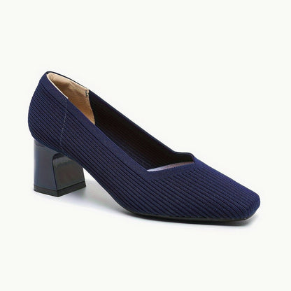 Comfortable Tan Heels for Women with Block Heel Pointed Toe Office Style