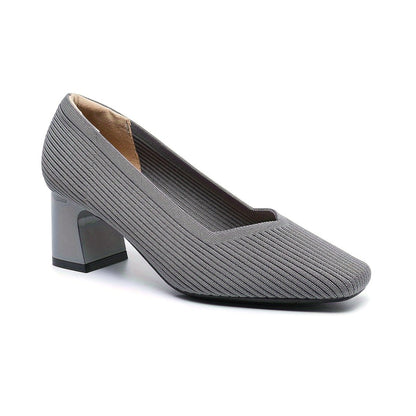 Comfortable Tan Knit Heels for Women with Block Heel Pointed Toe Office Style