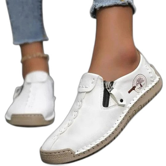 Comfortable Tan Leather Loafers for Women with Closed Toe Casual Style