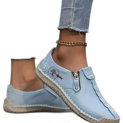Comfortable Tan Leather Loafers for Women with Closed Toe Casual Style