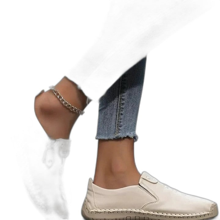 Comfortable Tan Leather Loafers for Women with Closed Toe Casual Style