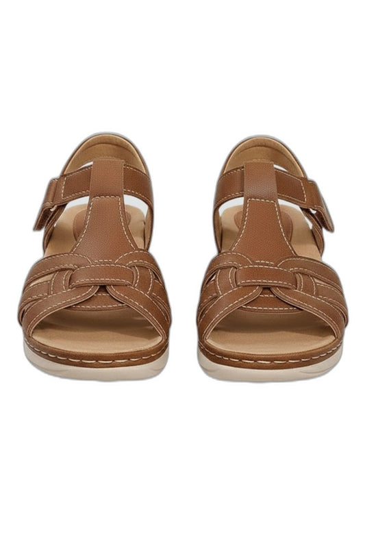 Comfortable Tan Leather Sandals for Women with Open Toe Casual Style