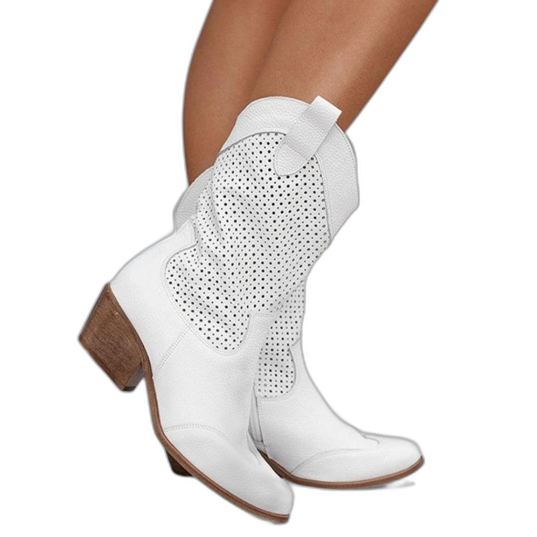 Comfortable Tan Suede Ankle Boots for Women with Block Heel Pointed Toe Casual Style