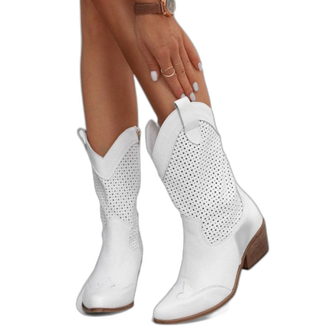 Comfortable Tan Suede Ankle Boots for Women with Block Heel Pointed Toe Casual Style