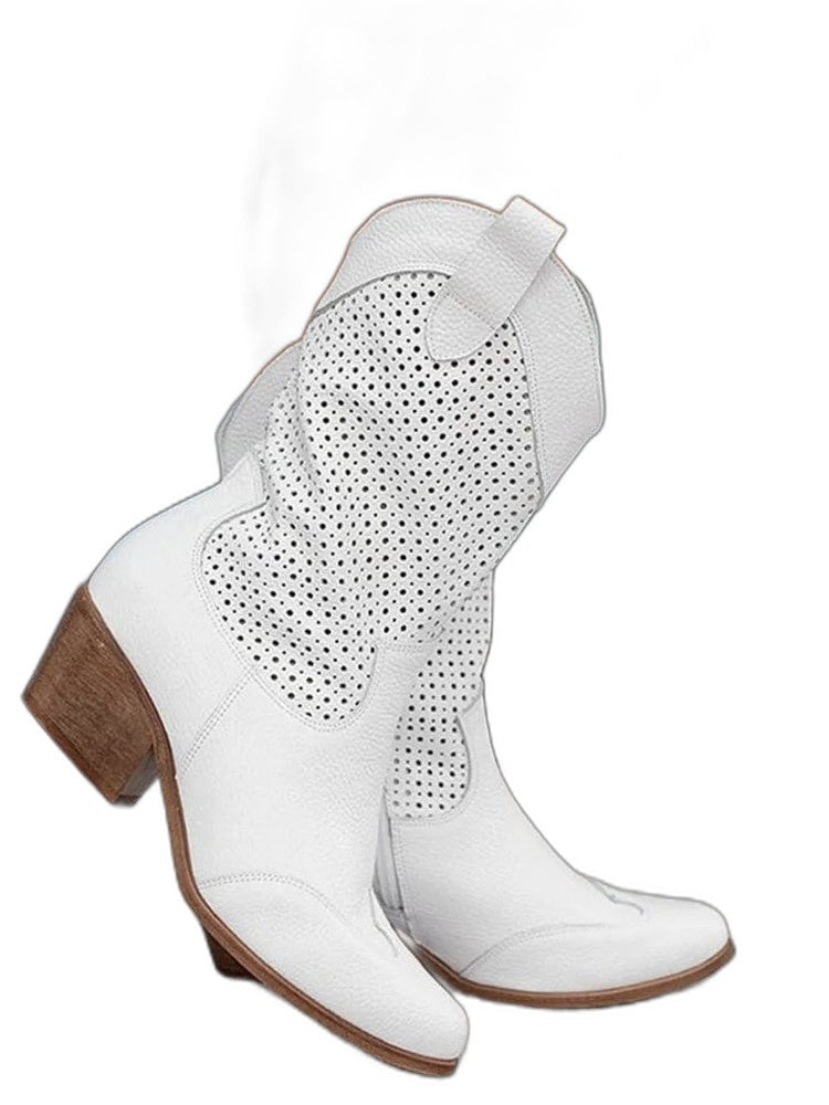 Comfortable Tan Suede Ankle Boots for Women with Closed Toe Block Heel Pointed Casual Style