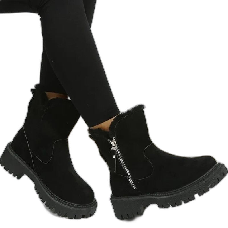 Comfortable Tan Suede Ankle Boots for Women with Platform Closed Toe Fur Lined Casual Style