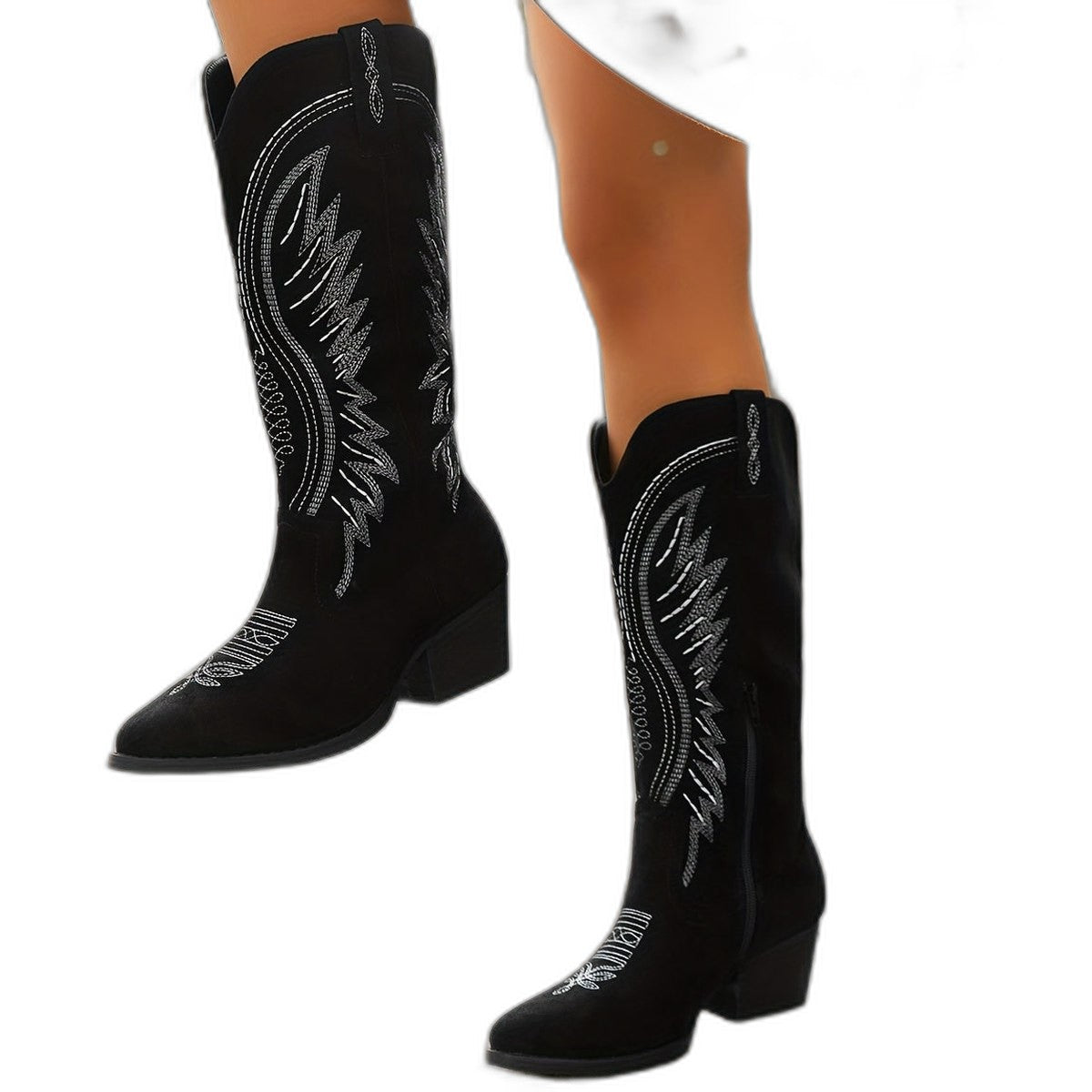 Comfortable Tan Suede Boots for Women with Block Heel Pointed Toe Casual Style