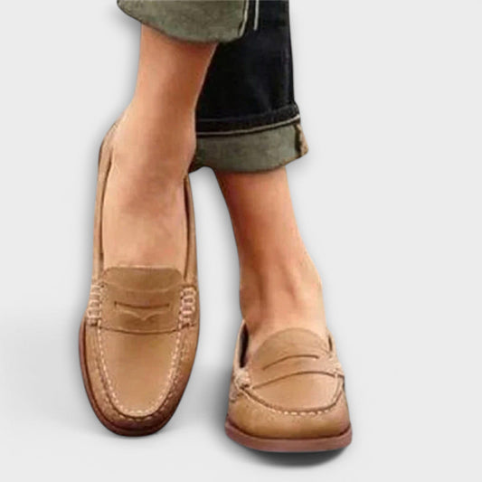Comfortable Tan Suede Loafers for Women with Closed Toe Casual Style