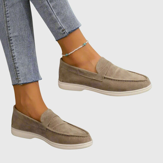 Comfortable Tan Suede Loafers for Women with Closed Toe Casual Style