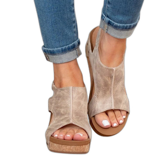 Comfortable Tan Suede Mules for Women with Slingback Open Toe Buckle Casual Style
