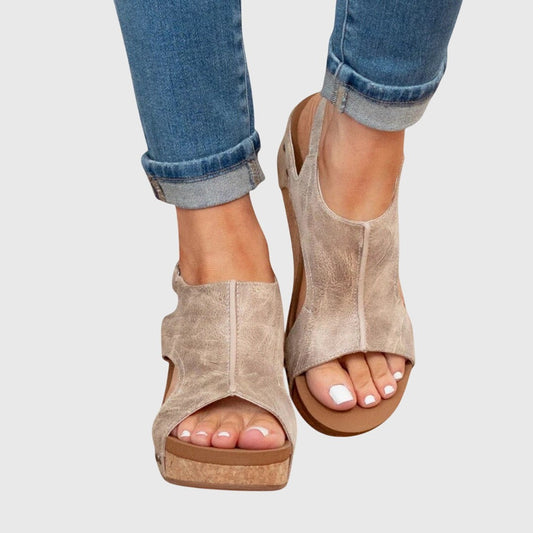 Comfortable Tan Suede Mules for Women with Slingback Open Toe Buckle Casual Style
