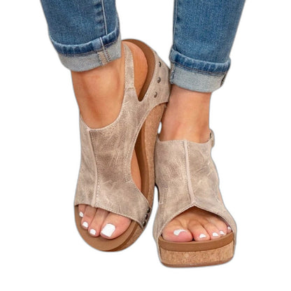 Comfortable Tan Suede Mules for Women with Slingback Open Toe Buckle Casual Style