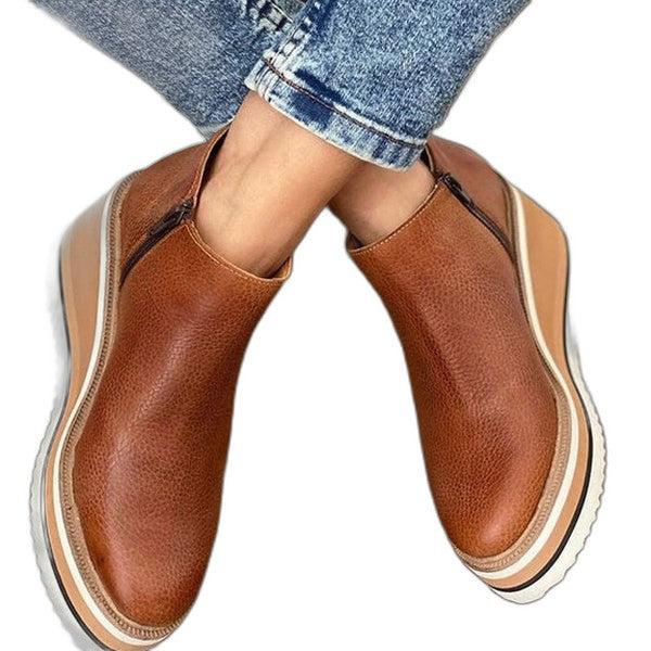 Comfortable Tan Suede Wedge Sandals for Women with Platform Closed Toe Casual Style