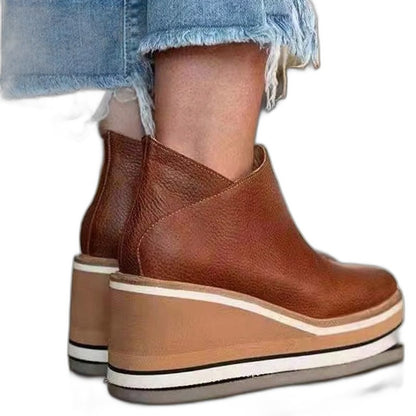 Comfortable Tan Suede Wedge Sandals for Women with Platform Closed Toe Casual Style