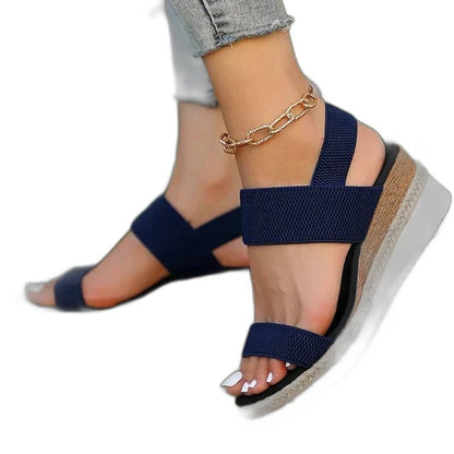 Comfortable Tan Wedge Sandals for Women with Platform Ankle Strap Open Toe Casual Style