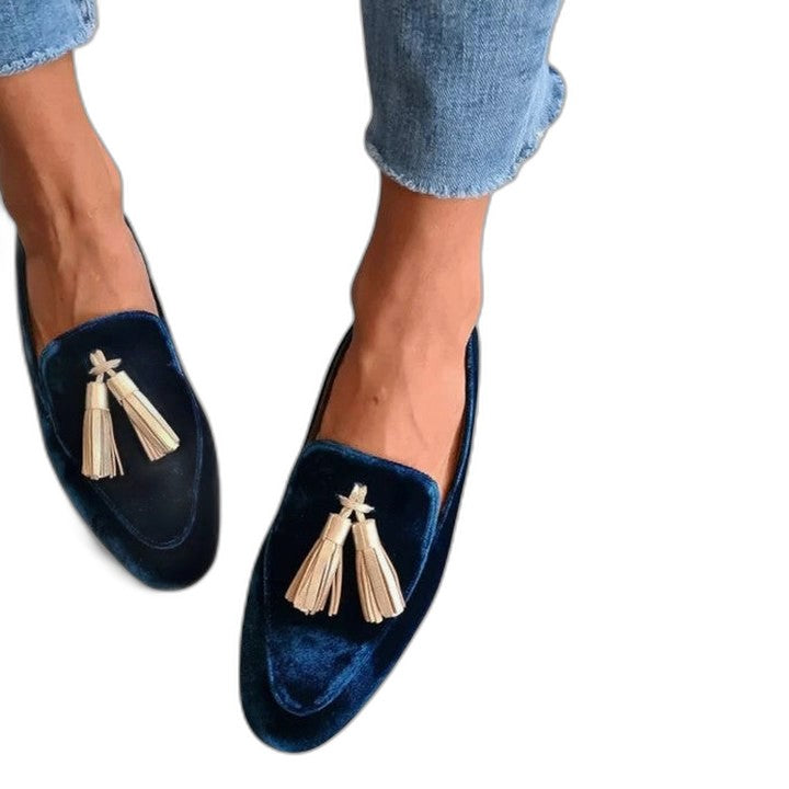 Comfortable Velvet Loafers for Women with Closed Toe Party Style