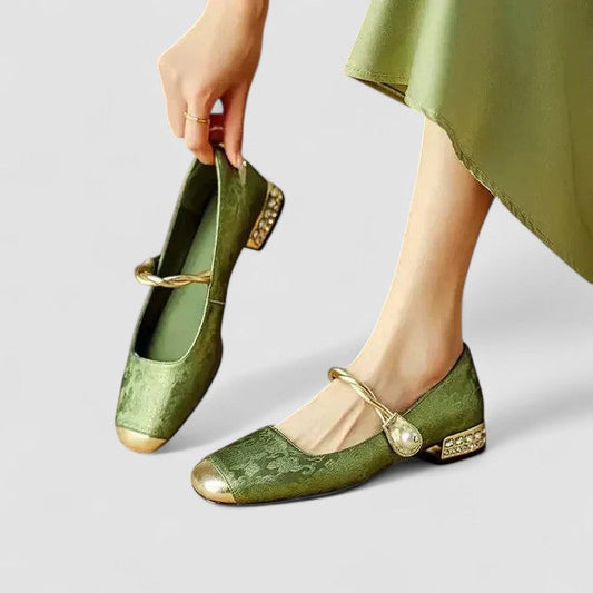 Comfortable Velvet Mary Jane Shoes for Women with Block Heel Closed Toe Buckle Party Style
