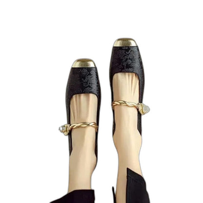Comfortable Velvet Mary Jane Shoes for Women with Block Heel Closed Toe Buckle Party Style
