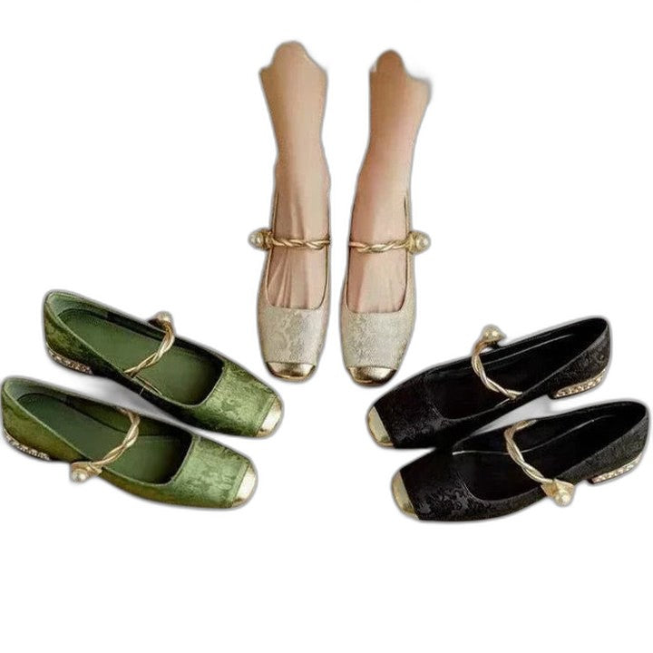 Comfortable Velvet Mary Jane Shoes for Women with Closed Toe Buckle Casual Style