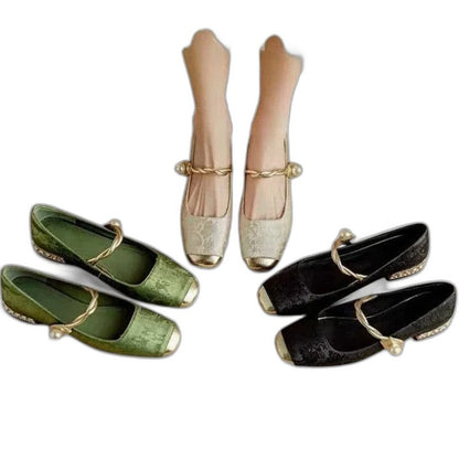 Comfortable Velvet Mary Jane Shoes for Women with Closed Toe Buckle Casual Style