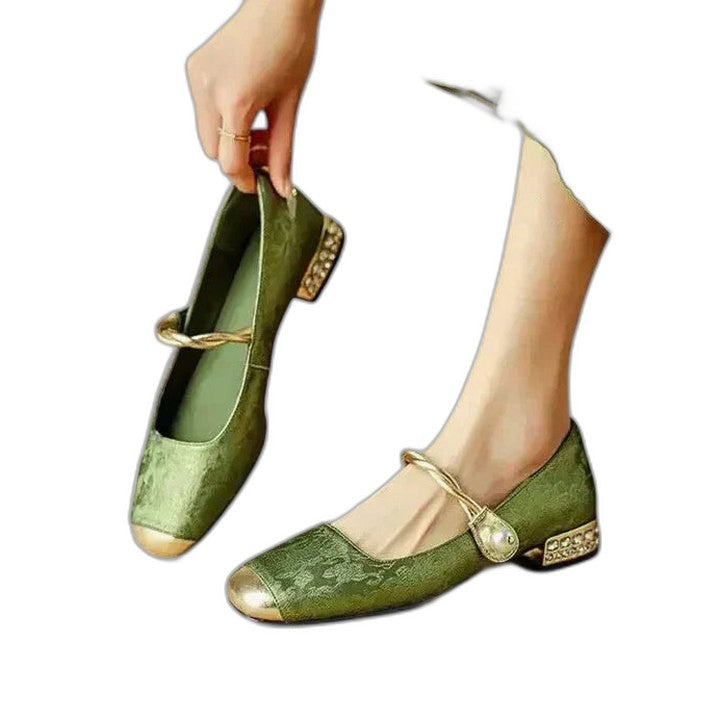 Comfortable Velvet Mary Jane Shoes for Women with Closed Toe Buckle Casual Style