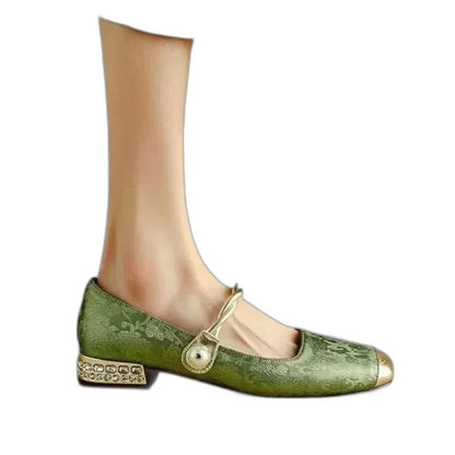 Comfortable Velvet Mary Jane Shoes for Women with Closed Toe Buckle Casual Style