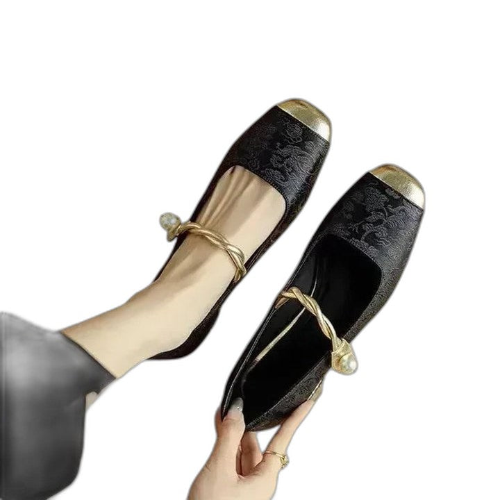 Comfortable Velvet Mary Jane Shoes for Women with Closed Toe Buckle Casual Style