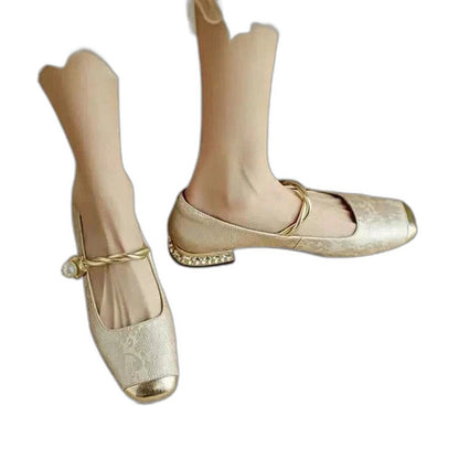 Comfortable Velvet Mary Jane Shoes for Women with Closed Toe Buckle Casual Style