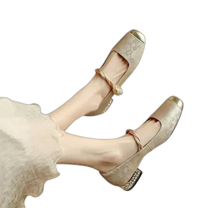 Comfortable Velvet Mary Jane Shoes for Women with Closed Toe Buckle Casual Style
