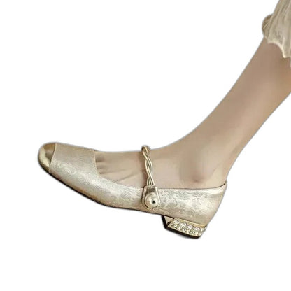 Comfortable Velvet Mary Jane Shoes for Women with Closed Toe Buckle Casual Style