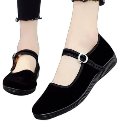 Comfortable Velvet Mary Jane Shoes for Women with Closed Toe Casual Style