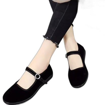 Comfortable Velvet Mary Jane Shoes for Women with Closed Toe Casual Style