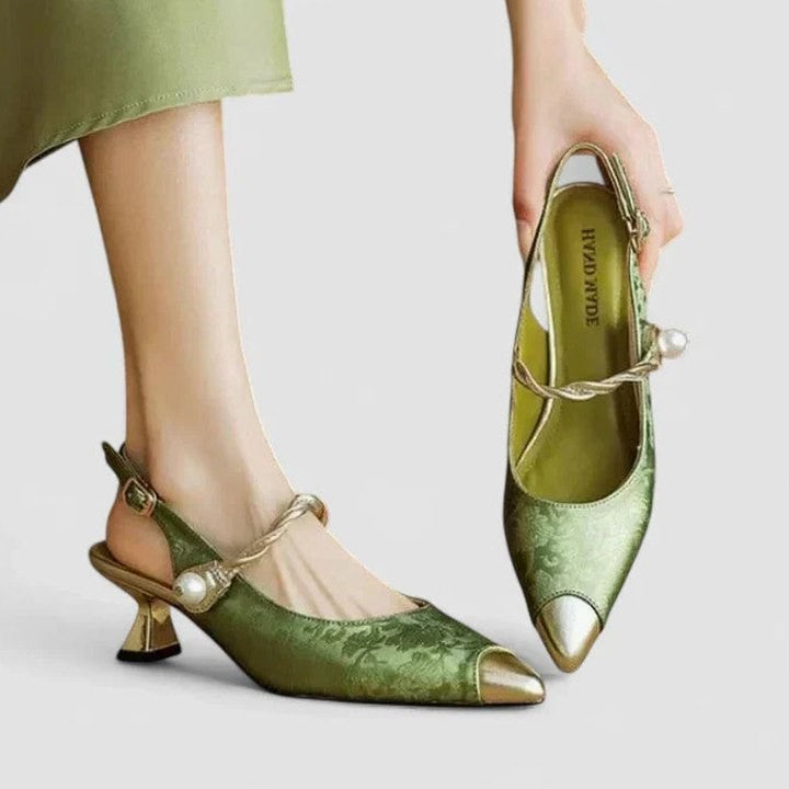 Comfortable Velvet Mary Jane Shoes for Women with Kitten Heel Pointed Toe Buckle Party Style