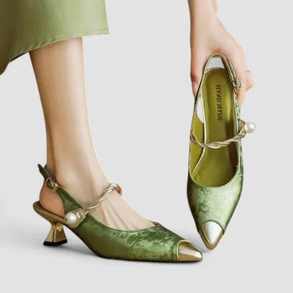 Comfortable Velvet Mary Jane Shoes for Women with Kitten Heel Pointed Toe Buckle Party Style