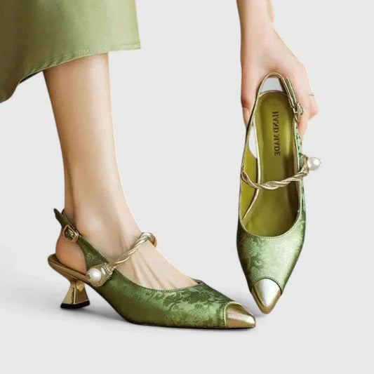 Comfortable Velvet Mary Jane Shoes for Women with Kitten Heel Pointed Toe Buckle Party Style