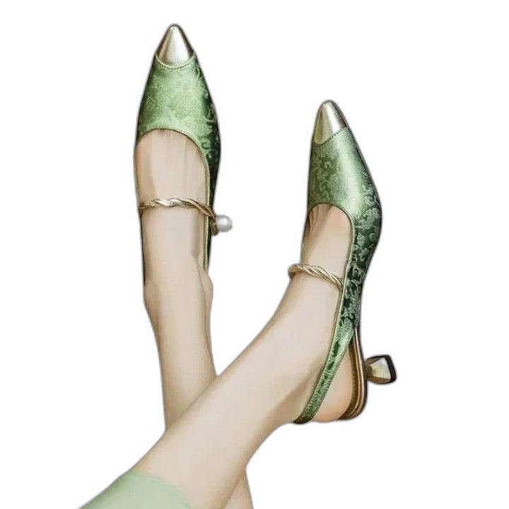 Comfortable Velvet Mary Jane Shoes for Women with Kitten Heel Pointed Toe Buckle Party Style