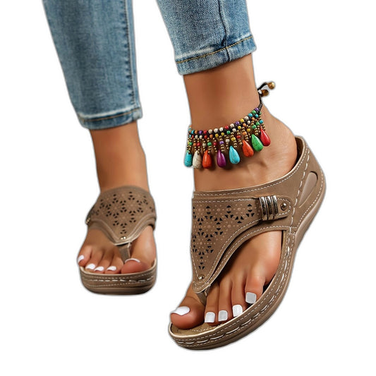 Comfortable Wedge Sandals for Women with Cutout Platform Open Toe Casual Style
