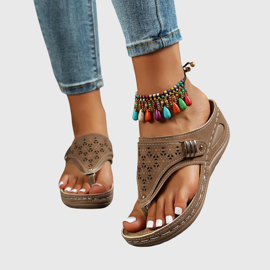 Comfortable Wedge Sandals for Women with Cutout Platform Open Toe Casual Style