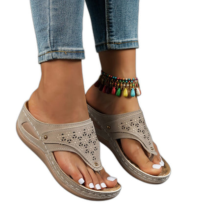 Comfortable Wedge Sandals for Women with Cutout Platform Open Toe Casual Style