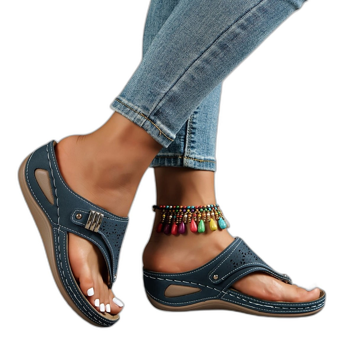 Comfortable Wedge Sandals for Women with Cutout Platform Open Toe Casual Style
