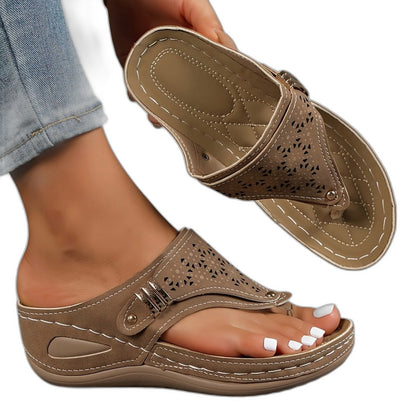 Comfortable Wedge Sandals for Women with Cutout Platform Open Toe Casual Style