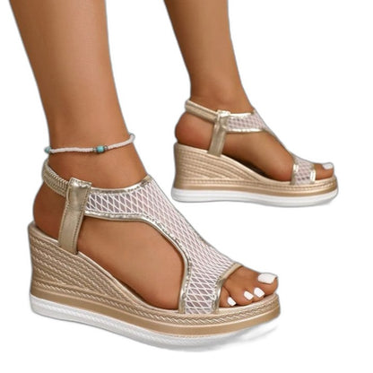 Comfortable Wedge Sandals for Women with Platform Ankle Strap Open Toe Casual Style
