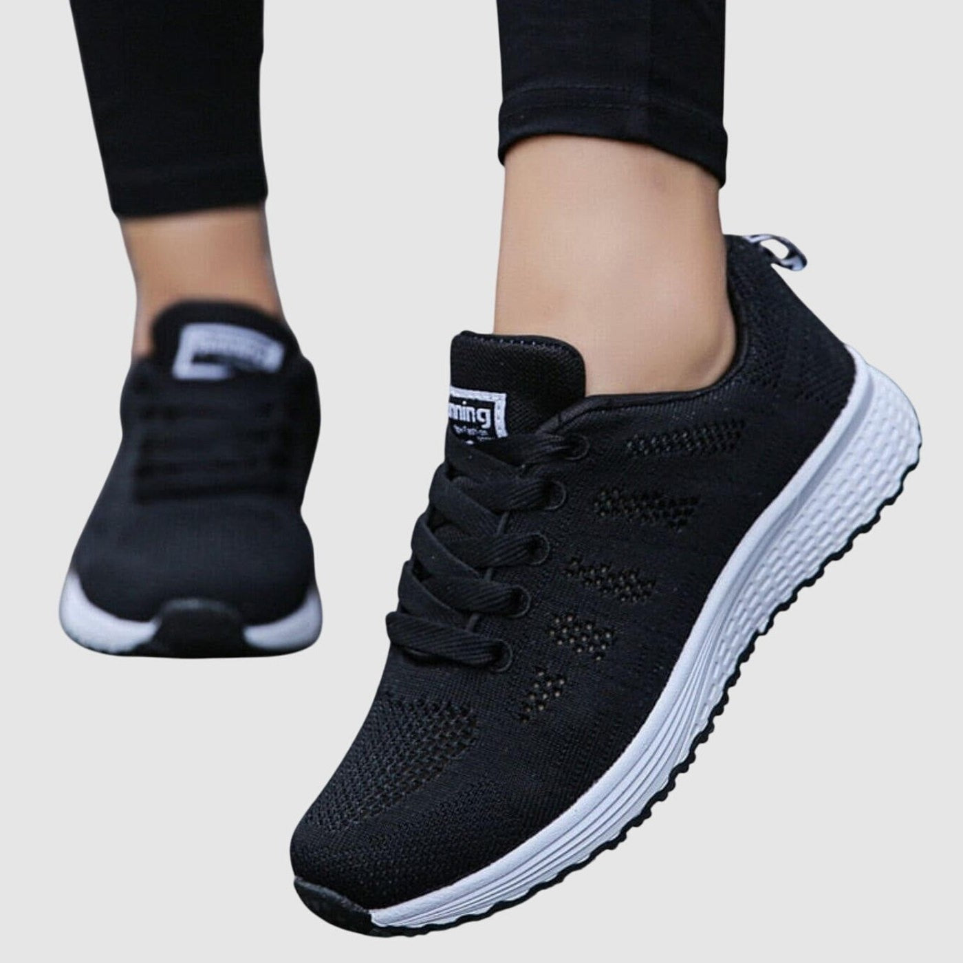 Comfortable White Mesh Sneakers for Women with Closed Toe Lace Up Casual Style