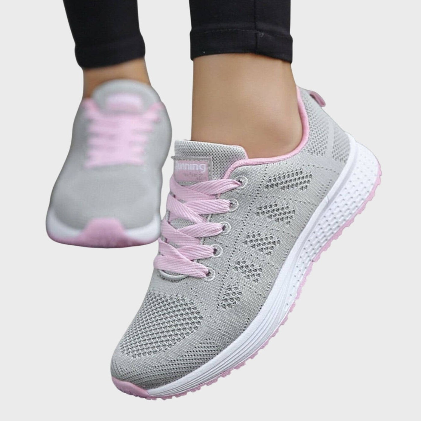 Comfortable White Mesh Sneakers for Women with Closed Toe Lace Up Casual Style