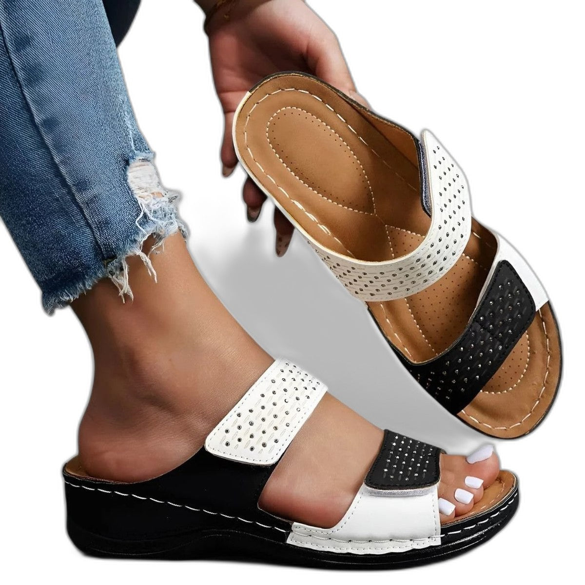 Comfortable White Sandals for Women with Platform Open Toe Casual Style