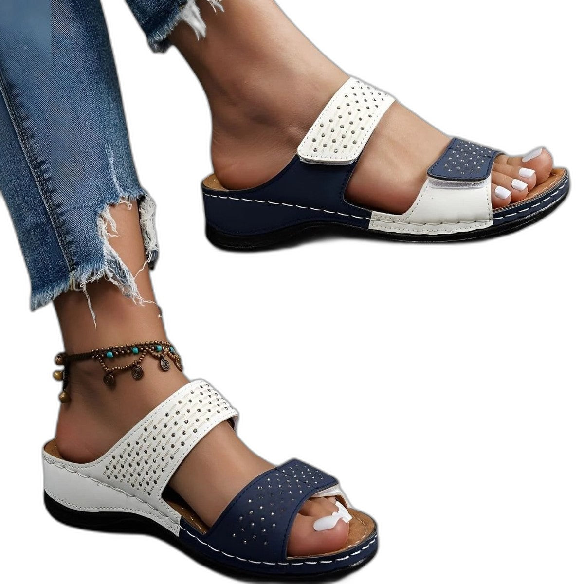 Comfortable White Sandals for Women with Platform Open Toe Casual Style